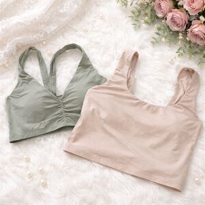 PINK Victoria's Secret and Aerie Bralette Duo - Sage and Nude